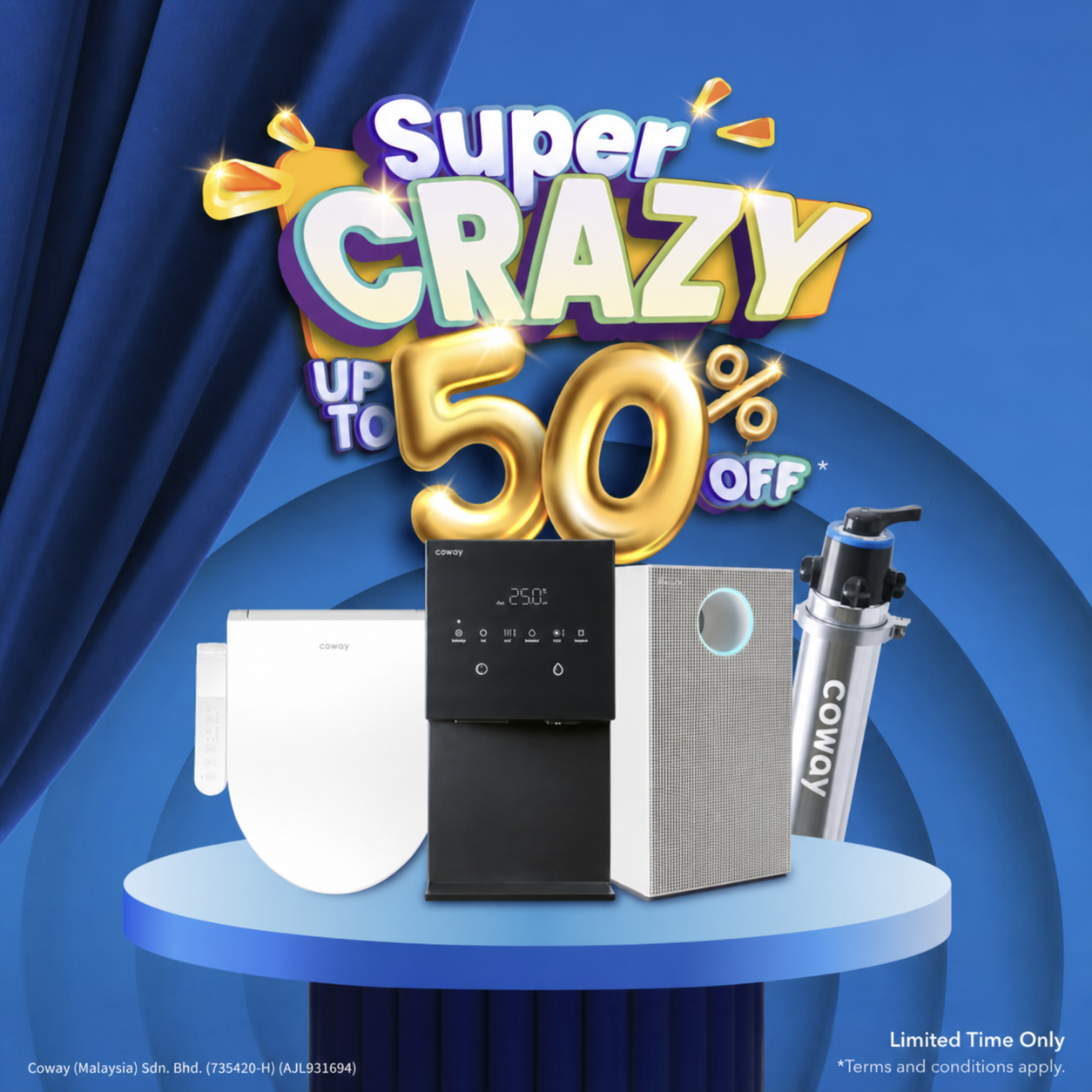 Super Crazy up to 50 percent off promotion